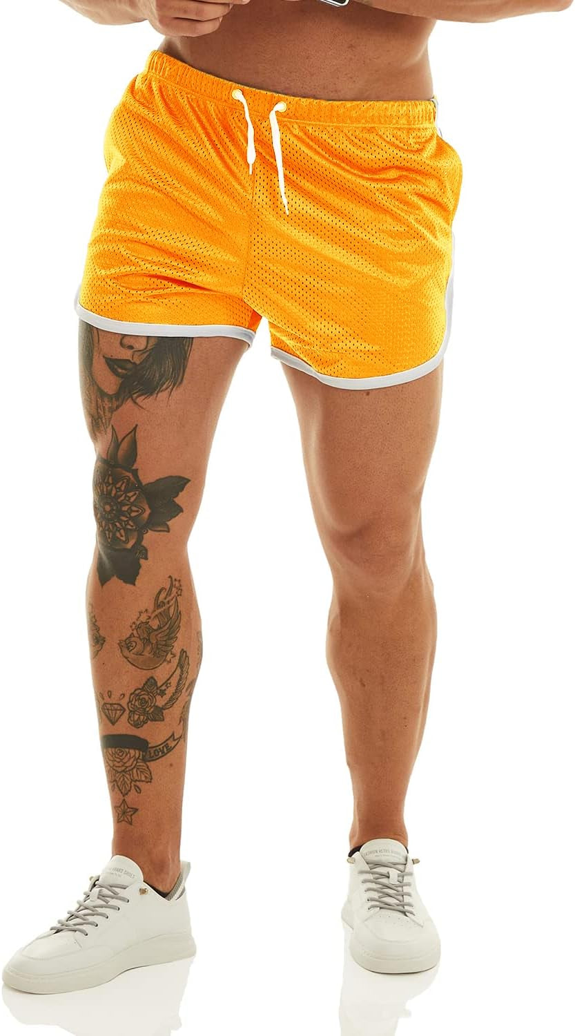 Men'S Fitted Shorts Bodybuilding Workout Gym Running Tight Lifting Shorts with Pockets