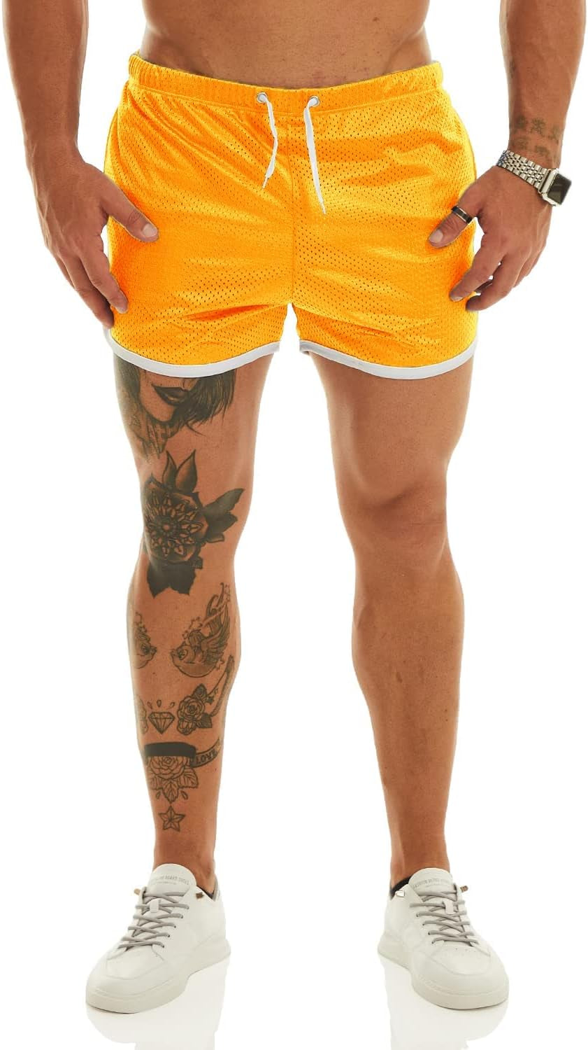 Men'S Fitted Shorts Bodybuilding Workout Gym Running Tight Lifting Shorts with Pockets