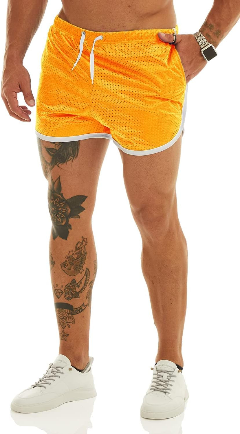 Men'S Fitted Shorts Bodybuilding Workout Gym Running Tight Lifting Shorts with Pockets