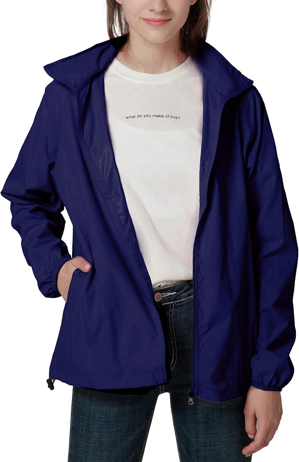Women'S Lightweight Waterproof Jacket Packable Windbreaker Running Coat